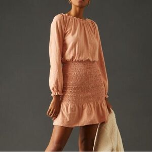 NWT Sundry ruffle smock dress, peach, Small, purchased from Anthropologie